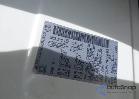 2015 Nissan Rogue Sv из США, поврежденный, VIN 5N1AT2ML9FC801895